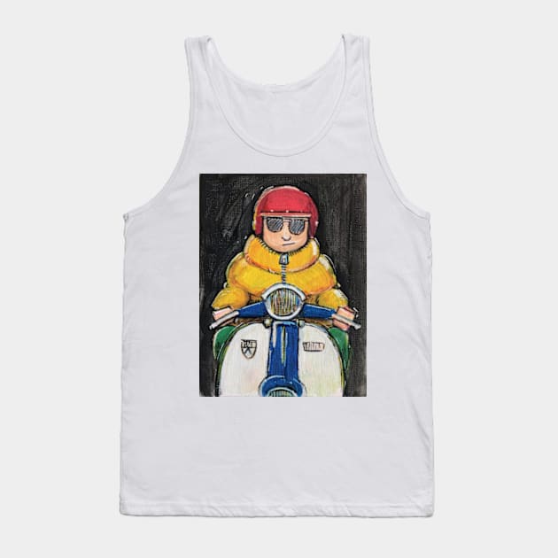 Retro Scooter, Classic Scooter, Scooterist, Scootering, Scooter Rider, Mod Art Tank Top by Scooter Portraits